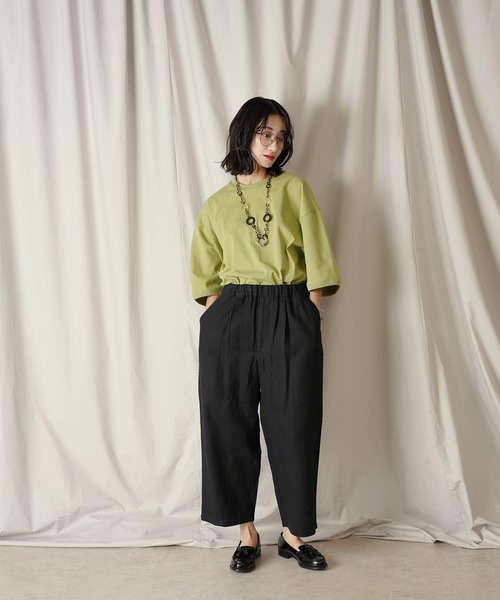 Aphlotus ワイドパンツ パンツ 1タック イージーテーパード アンクル