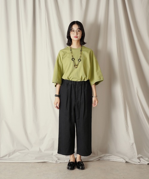 Aphlotus ワイドパンツ パンツ 1タック イージーテーパード アンクル