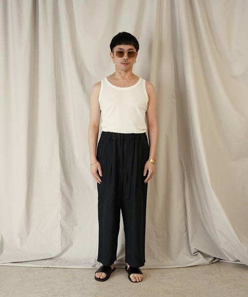 Aphlotus ワイドパンツ パンツ 1タック イージーテーパード アンクル