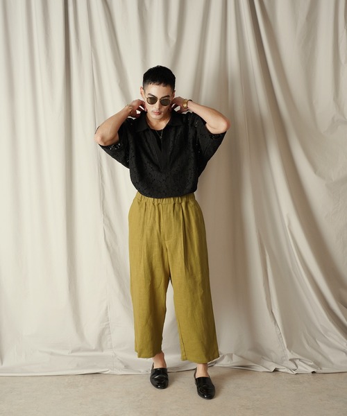 Aphlotus ワイドパンツ パンツ 1タック イージーテーパード アンクル