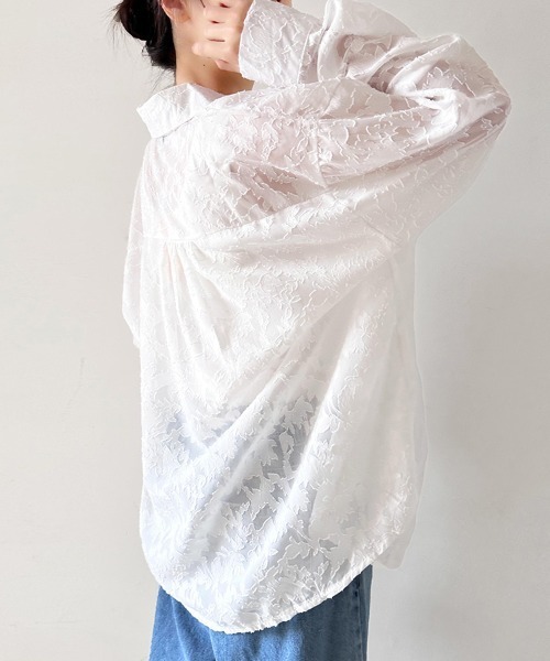 ブラウス シャツ 刺繍デザインシアーシャツブラウス レディース fifth ブラウス シャツ フラワー刺繍シアーブラウス レディース
