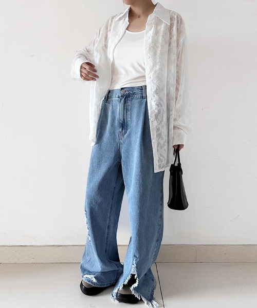 ブラウス シャツ 花柄シアーシャツ レディース : ZOZOTOWN Yahoo