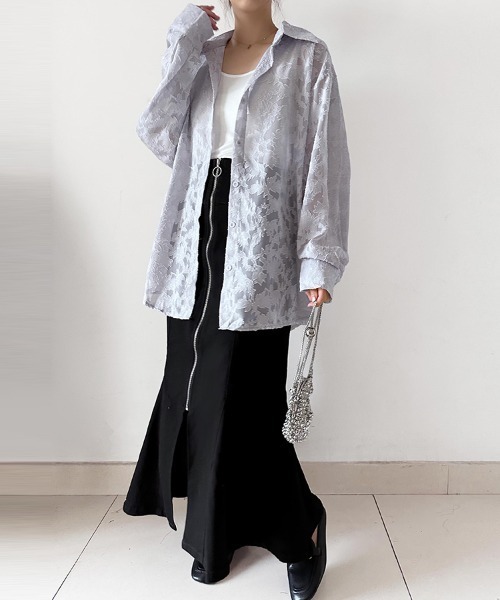 ブラウス シャツ 花柄シアーシャツ レディース : ZOZOTOWN Yahoo