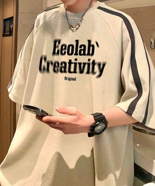 link lot tシャツ サイドラインフロントロゴビッグTシャツ 男女