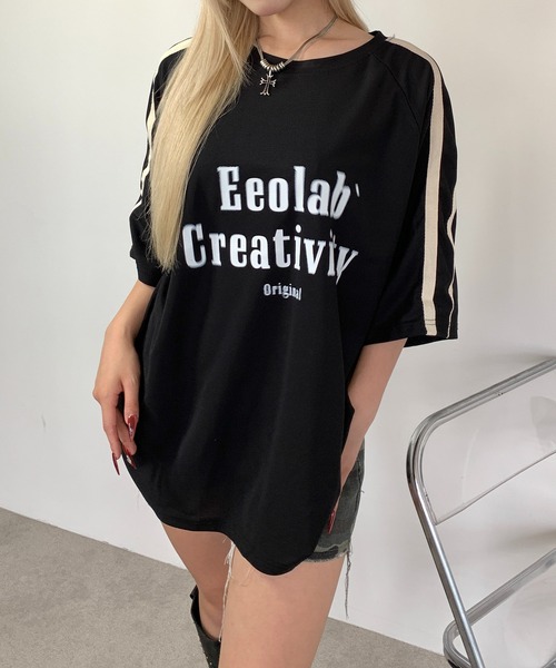 link lot tシャツ サイドラインフロントロゴビッグTシャツ 男女