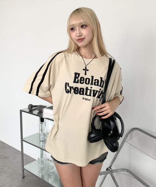 link lot tシャツ サイドラインフロントロゴビッグTシャツ 男女兼用