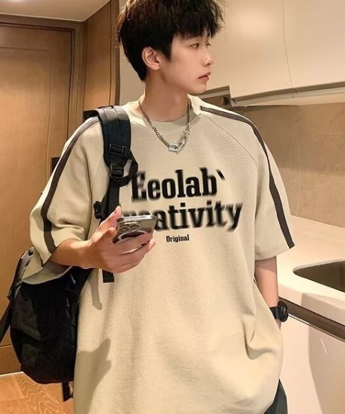 link lot tシャツ サイドラインフロントロゴビッグTシャツ 男女兼用