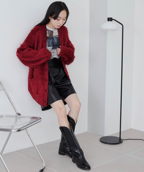 「WEGO」 ニットカーディガン FREE ブラック レディース_画像2