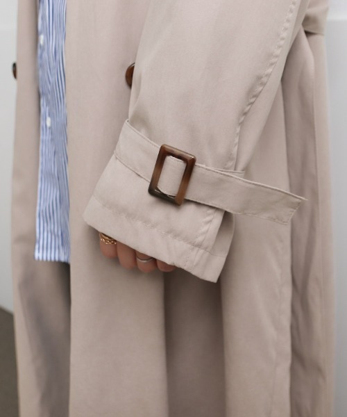 「Social GIRL」 トレンチコート L グレイッシュベージュ レディース_画像4