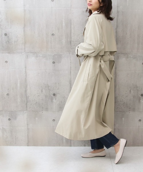 「Social GIRL」 トレンチコート L グレイッシュベージュ レディース_画像5