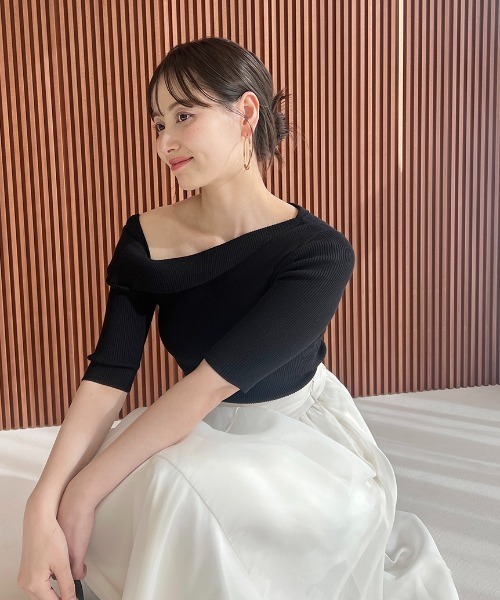 新作新品タグ付き　スナイデル♡Sustainableアシメリブニットプルオーバー Sustainableアシメリブニットプルオーバー(ニット)｜トップス