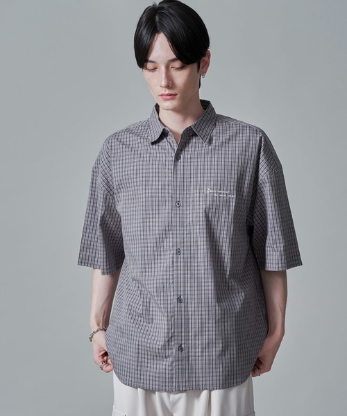 BROWNY シャツ 半袖 BROWNY/ワンポイントチェックシャツ メンズ