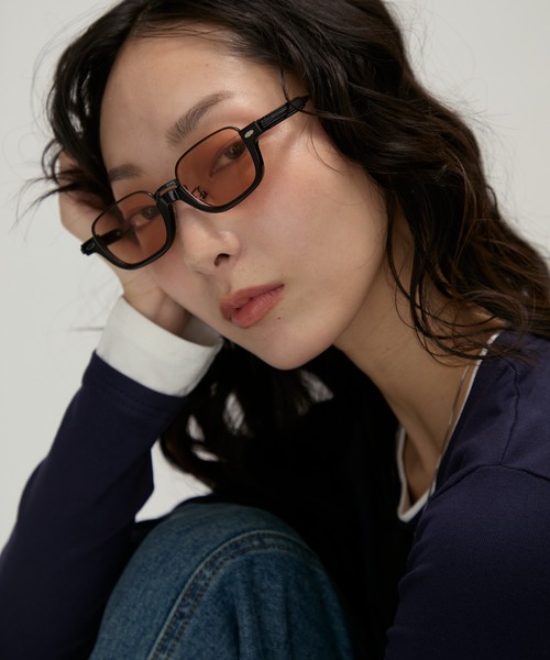 NUJOH 伊達メガネ メガネ 眼鏡 Half-Square Frame Glasses / 半角