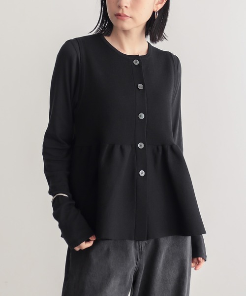 ADORE ペプラムニット　ジレ　ベスト　黒　38 ペプラムフリルニットジレ｜ニット ジレ ベスト ペプラム ペプラムジレ