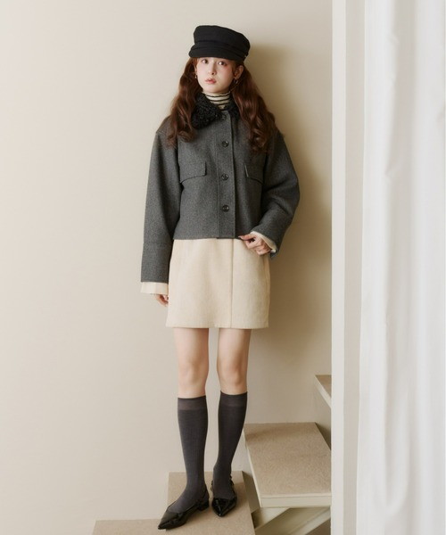 Olu.（オルドット） コート アウター フェイクウールショートアウター