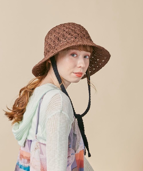 「kaorinomori」 ストローハット M/57.5cm ベージュ レディース_画像6