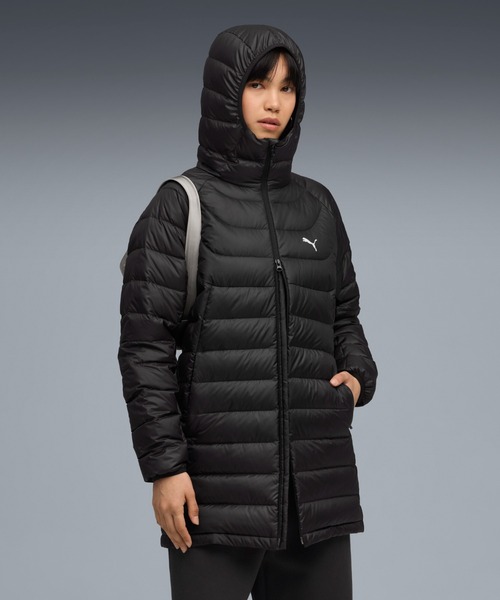 美品☆ PUMA プーマ　ダウンコート　BLACK 黒　レディースL ゴールド PUMA（プーマ） ブルゾン アウター ウィメンズ パックライト