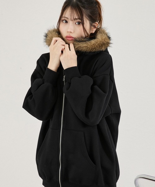 shrita（シュリータ） パーカー ファーフードジップパーカー キッズ