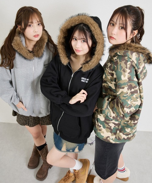 shrita（シュリータ） パーカー ファーフードジップパーカー キッズ