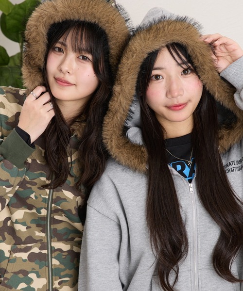 shrita（シュリータ） パーカー ファーフードジップパーカー キッズ