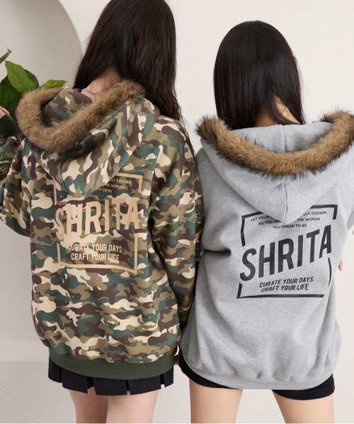 shrita（シュリータ） パーカー ファーフードジップパーカー キッズ