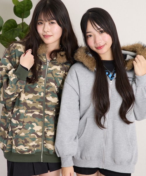 shrita（シュリータ） パーカー ファーフードジップパーカー キッズ