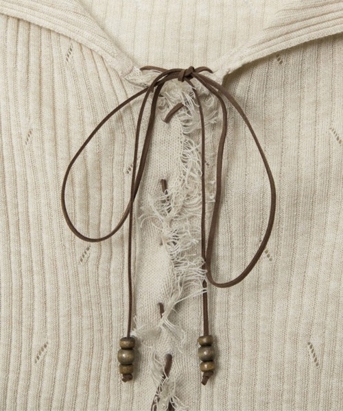 ニット セーター レースアップ グランジニットトップス 長袖 / 韓国 Y2K 肌見せ 春ニット Vネック レディース | lulufa | 21