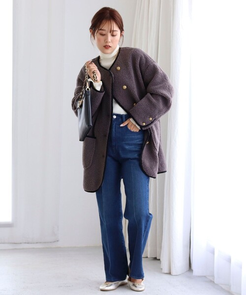 「NOLLEY'S」 ノーカラージャケット 36 チャコールグレー レディース_画像3