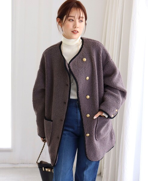 「NOLLEY'S」 ノーカラージャケット 36 チャコールグレー レディース_画像5