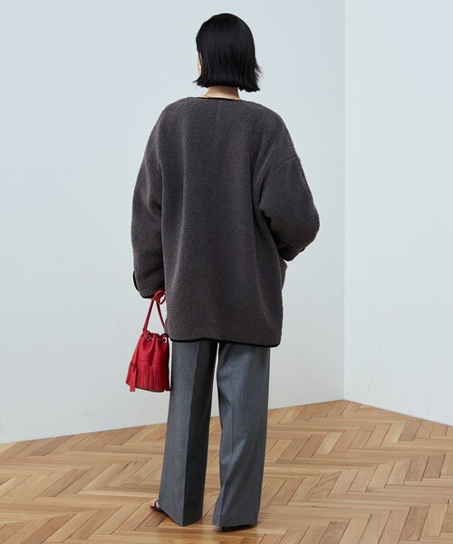 「NOLLEY'S」 ノーカラージャケット 36 チャコールグレー レディース_画像8