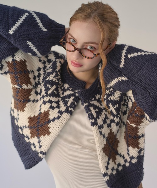 hazyl カーディガン Nordic knit cardigan / ノルディックニット