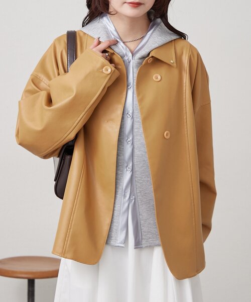 【新品タグ付き】mystic ブルゾンジャケット mystic（ミスティック） ブルゾン アウター レザーシャツジャケット