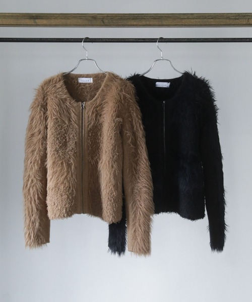 「ESCAR」 ブルゾン FREE ブラウン レディース_画像2