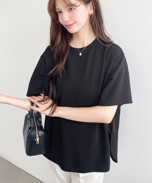 moment+ tシャツ 半袖 しわになりにくいストレッチジョーゼット半袖T