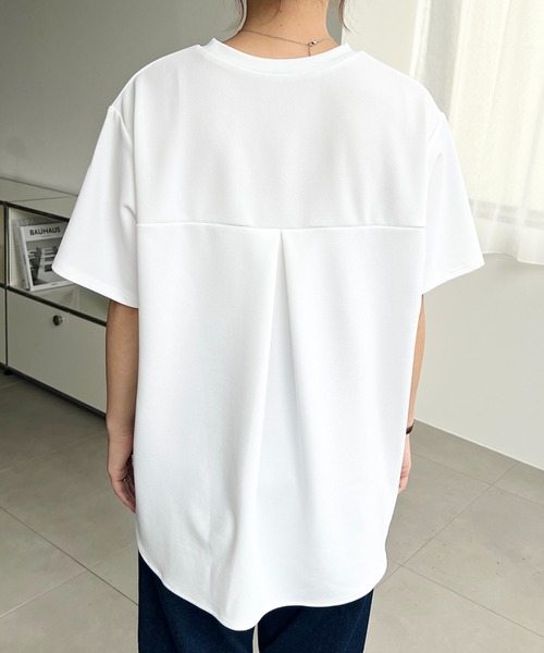 moment+ tシャツ 半袖 しわになりにくいストレッチジョーゼット半袖T