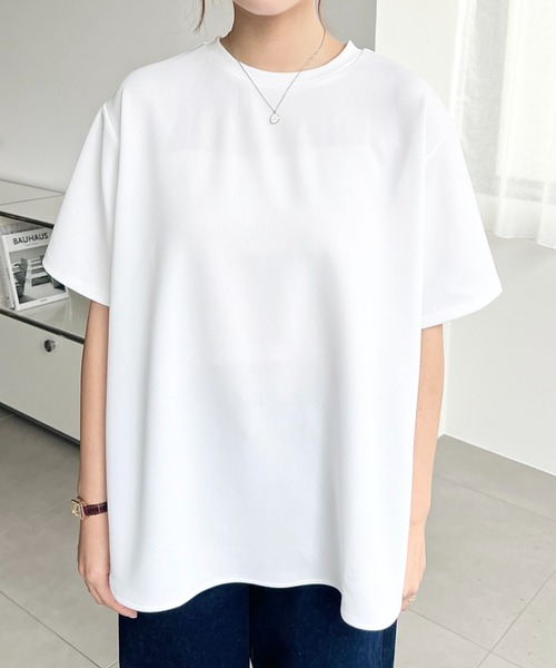 moment+ tシャツ 半袖 しわになりにくいストレッチジョーゼット半袖T
