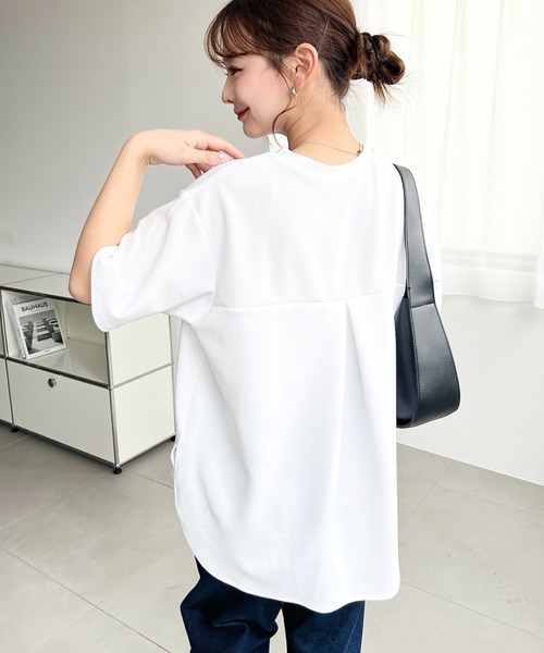 moment+ tシャツ しわになりにくいストレッチジョーゼット半袖T