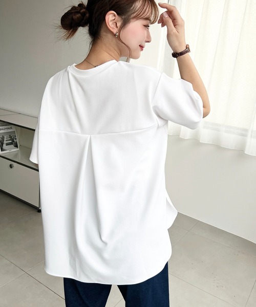 moment+ tシャツ 半袖 しわになりにくいストレッチジョーゼット半袖T