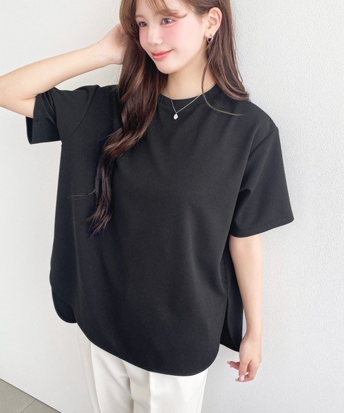 moment+ tシャツ 半袖 しわになりにくいストレッチジョーゼット半袖T