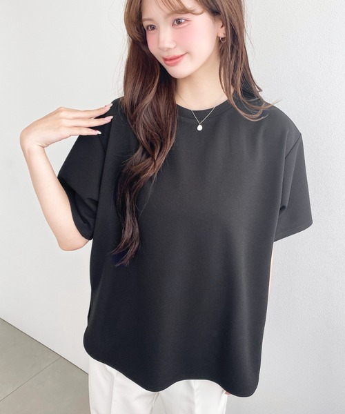 moment+ tシャツ しわになりにくいストレッチジョーゼット半袖T
