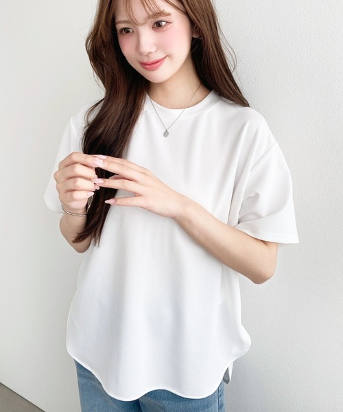 moment+ tシャツ 半袖 しわになりにくいストレッチジョーゼット半袖T
