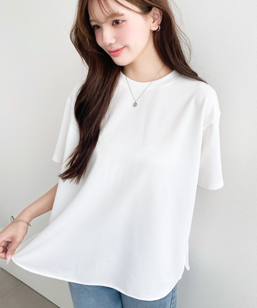 moment+ tシャツ しわになりにくいストレッチジョーゼット半袖T