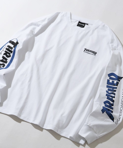 ホワイト　ロンT ロゴTシャツ　S THRASHER（スラッシャー） tシャツ 「THRASHER/スラッシャー」アソート