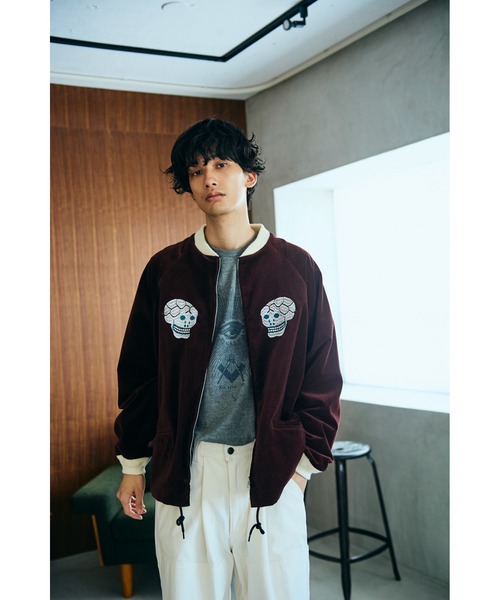 スカジャン THRIFTY LOOK スリフティルック / SNAKE＆SKULL SOUVENIR JCKET メンズ レディースの画像