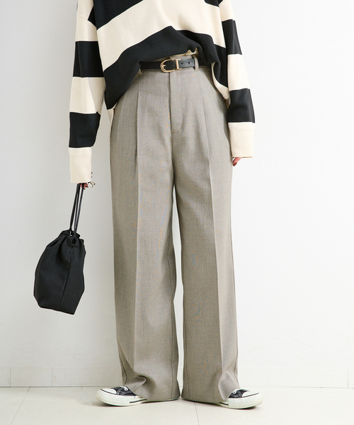 【美品】BERNARD ZINS 2タック リネン スラックス パンツ 40 BERNARD ZINS(ベルナール ザンス)RENDEZ-VOUUS コットン 2タックワイド