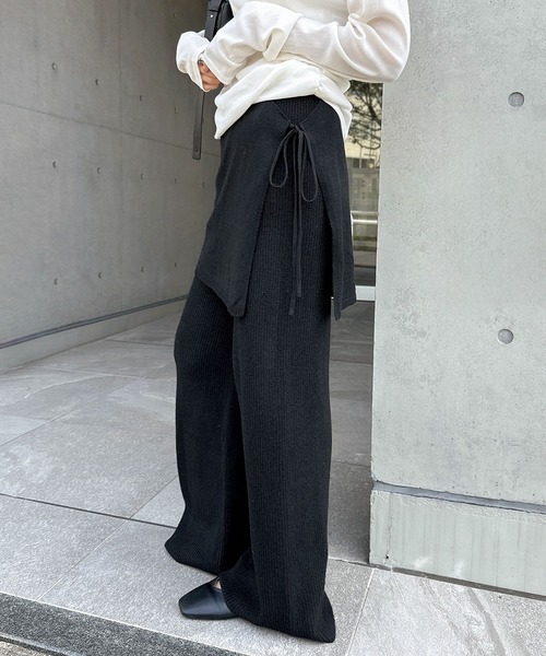 「andme」 「alma design」イージーパンツ M ブラック レディースの画像5