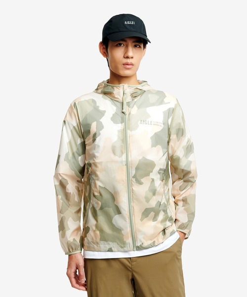 エーグルAIGLE 軽量撥水 ナイロンジャケット GOLFゴルフ AIGLE（エーグル） ナイロンジャケット 超軽量 撥水 プリント