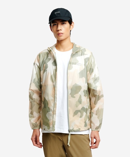 エーグルAIGLE 軽量撥水 ナイロンジャケット GOLFゴルフ AIGLE（エーグル） ナイロンジャケット 超軽量 撥水 プリント