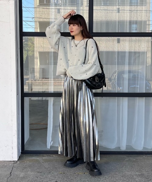 「JEANASIS」 プリーツスカート SMALL ゴールド レディース_画像3