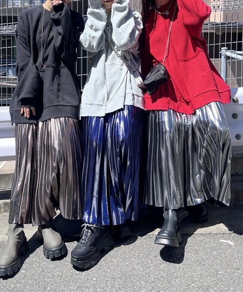 「JEANASIS」 プリーツスカート SMALL ゴールド レディース_画像7